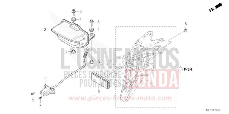 TAILLIGHT/LICENSE LIGHT for Transalp 750 ROSS WHITE (NH196) from 2023